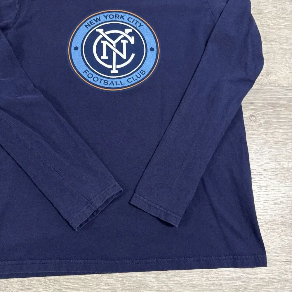 New York City Football Club Shirt Adidas Boys Large Navy Long Sleeve Soccer Top